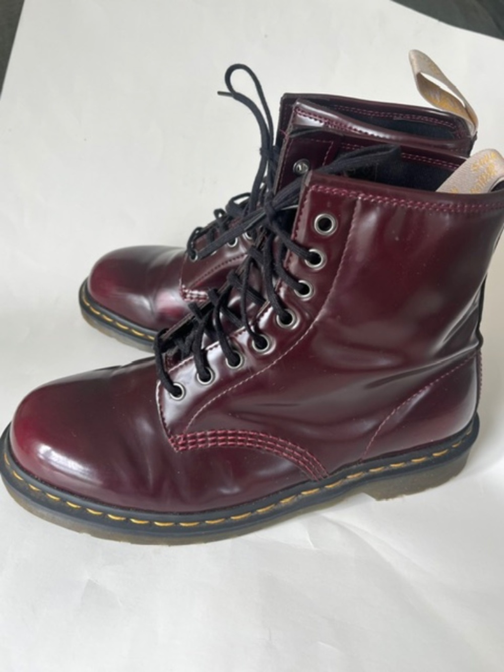Dr. Martens 1460 Vegan Cherry Red Burgundy Eye Boots Women's US 9